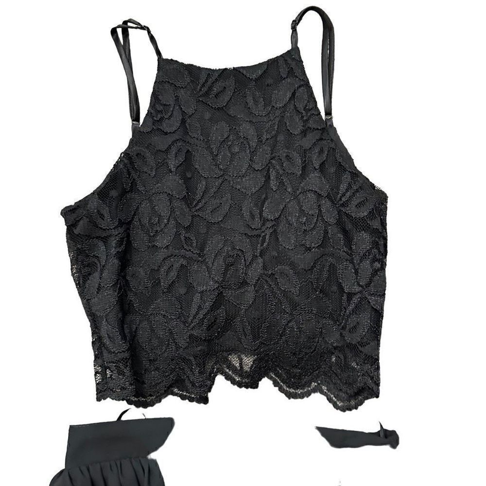 Lulus Midnight Memories Black Lace Two-Piece Maxi Dress size xs - Picture 2 of 5